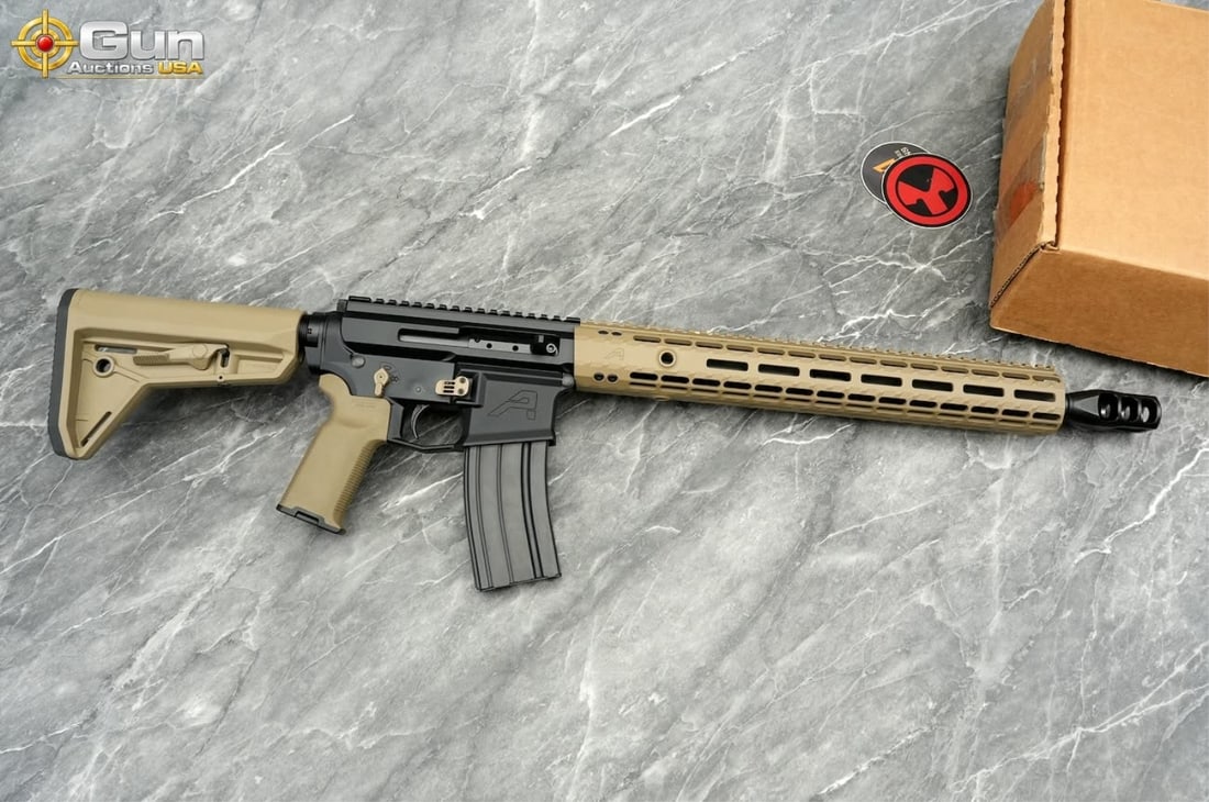 AERO PRECISION M4E1 .458 SOCOM RIFLE: AERO PRECISION M4E1 .458 SOCOM Semi Auto Rifle, 16.25" Barrel, Like NEW, sn:M4-0580043This Aero Precision M4E1 rifle, chambered in the hard-hitting .458 SOCOM, presents a striking two-tone configurati