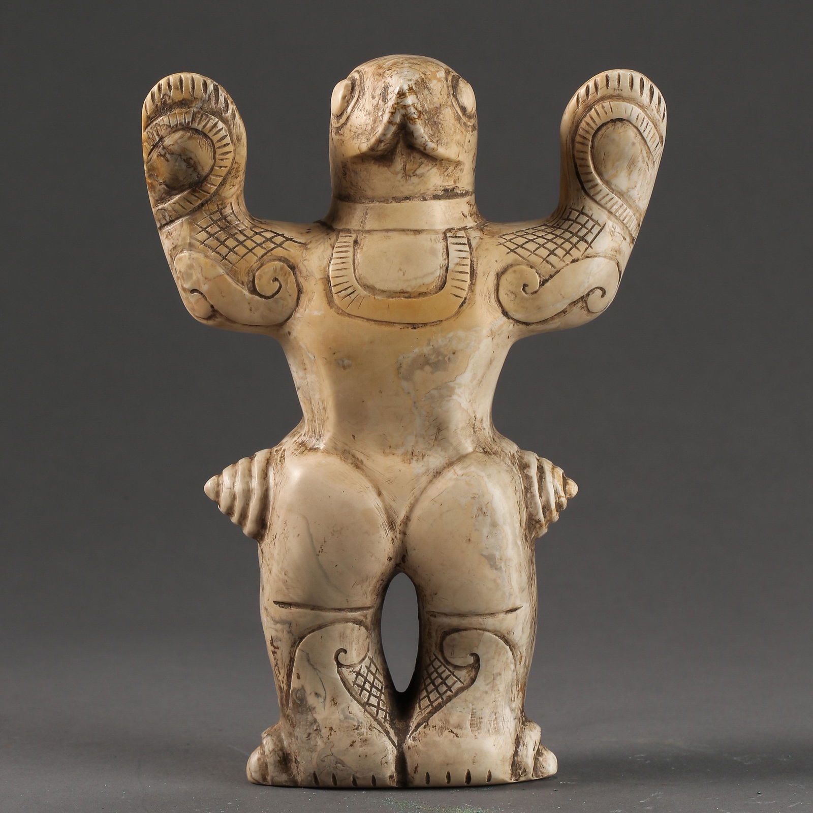 CHINESE RED MOUNTAIN CULTURE, WHITE JADE FROGMAN (1 of 9)