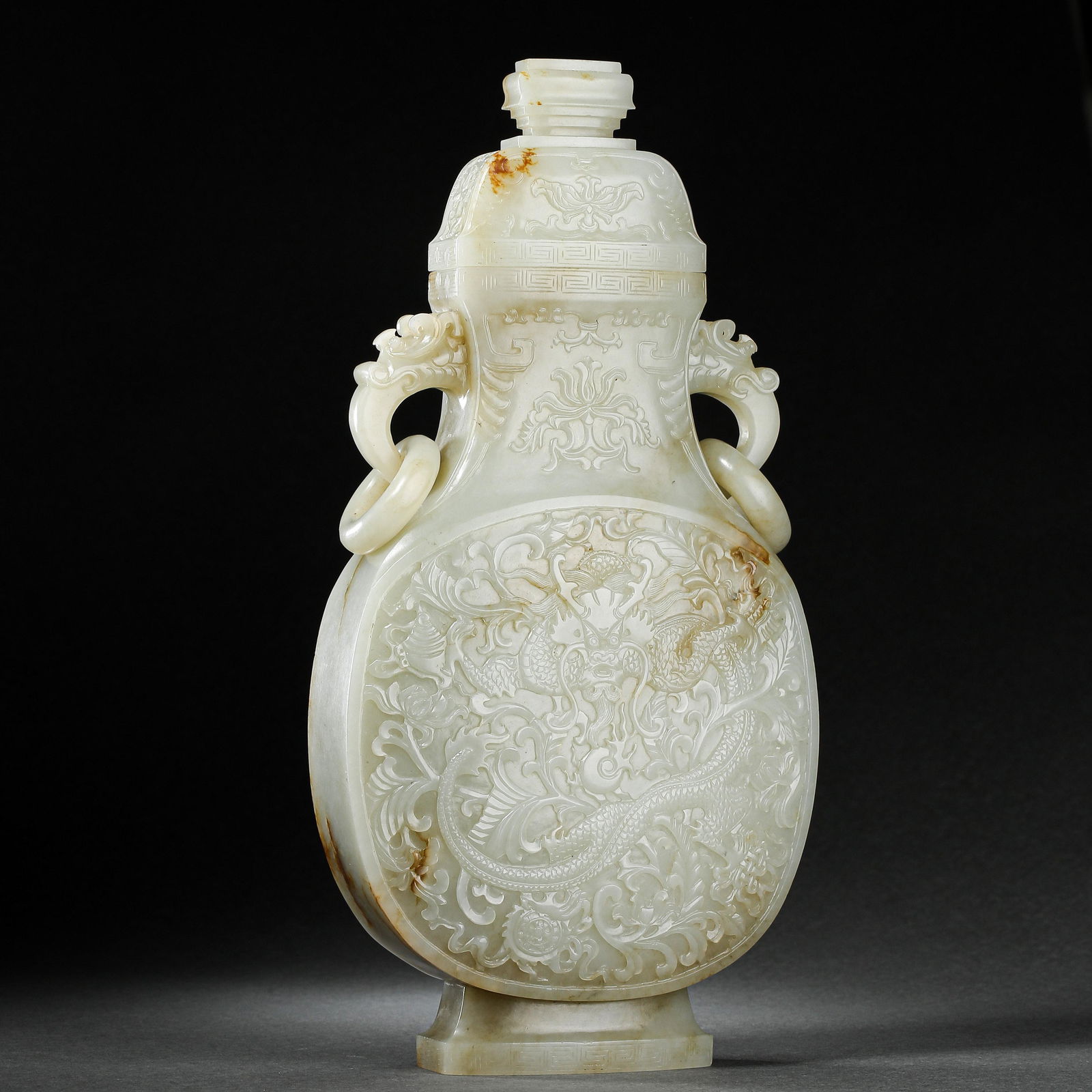 HETIAN JADE DRAGON PATTERN BOTTLE, QING DYNASTY, CHINA (1 of 10)