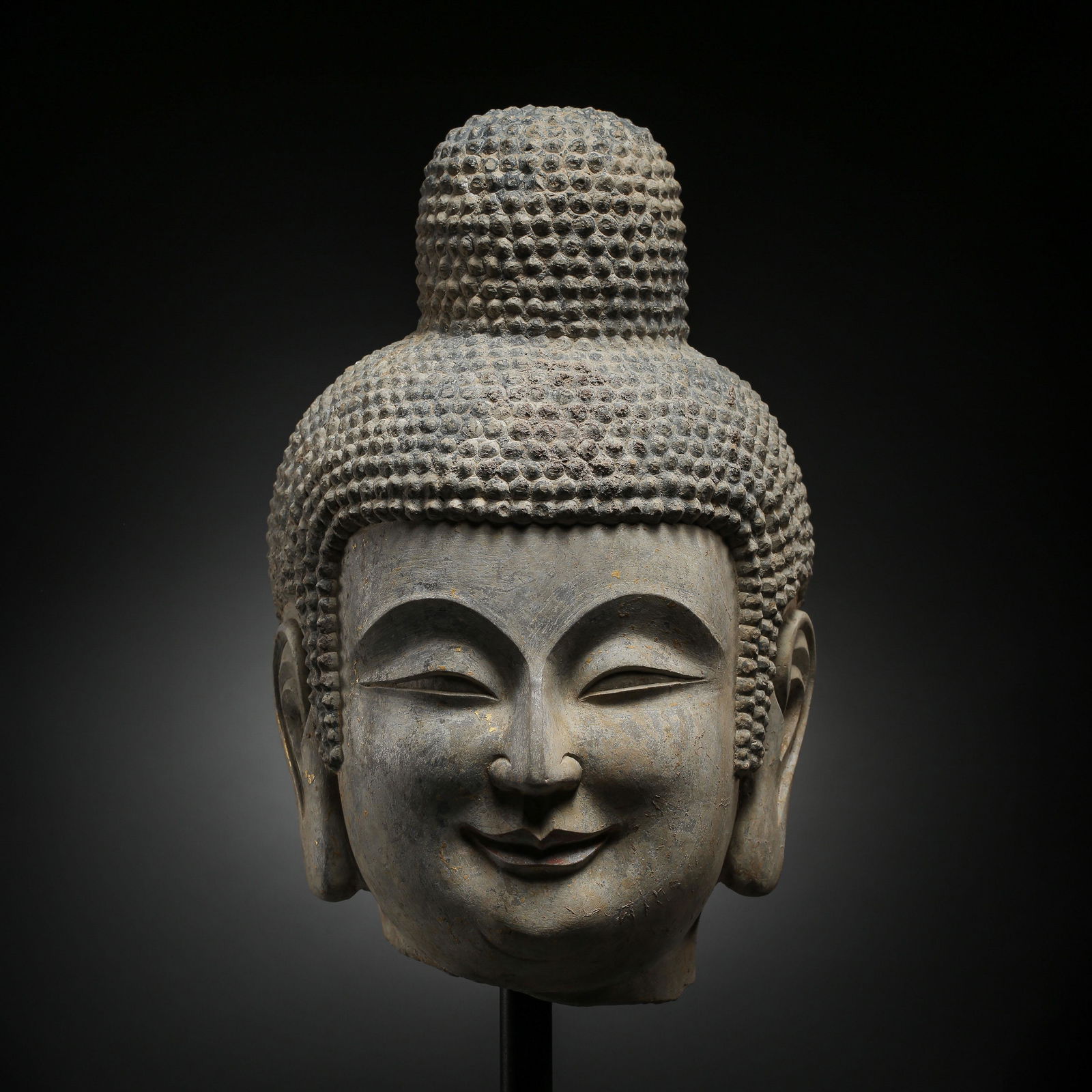 ANCIENT CHINESE BLUESTONE BUDDHA HEAD (1 of 10)