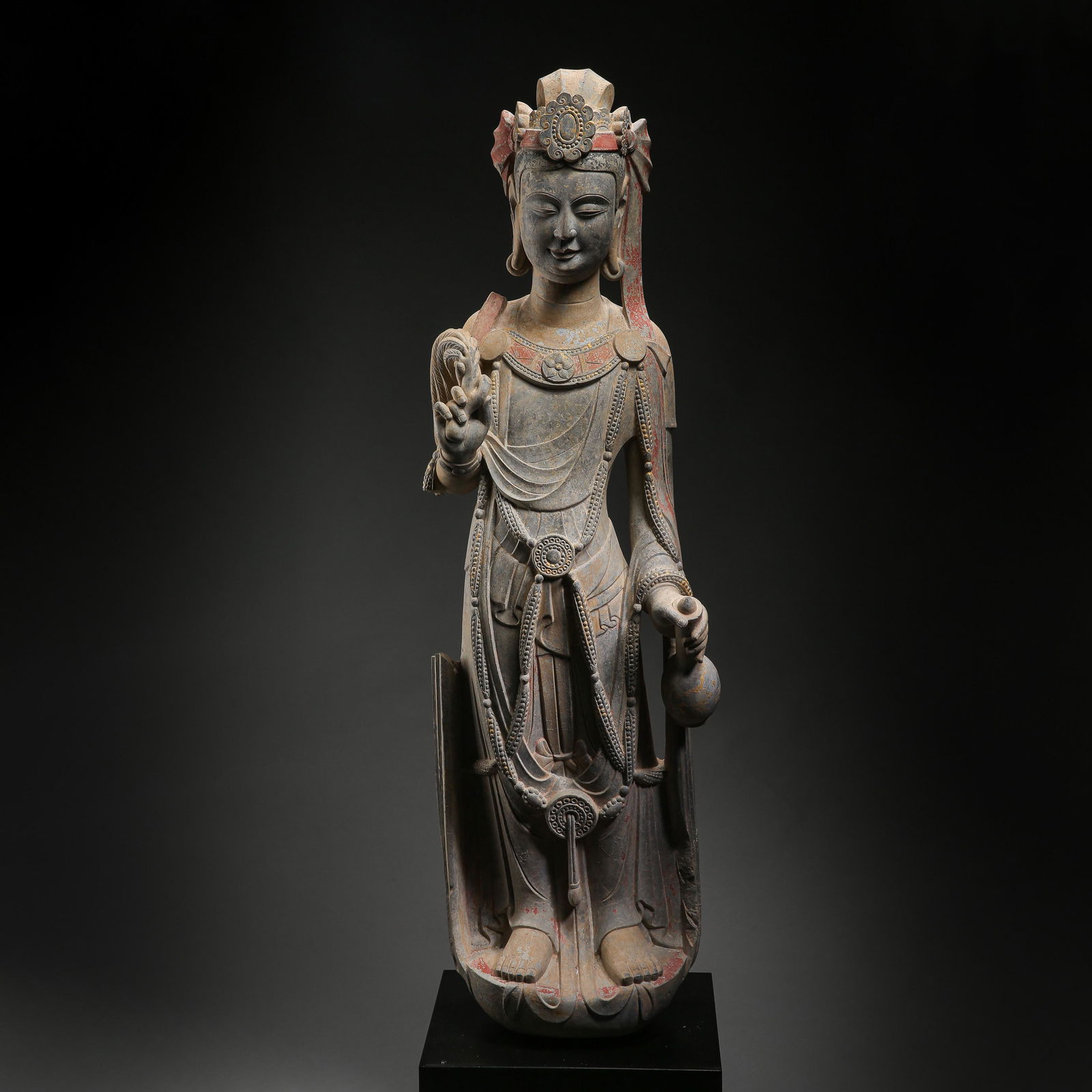 CHINESE BLUESTONE BUDDHA STANDING FIGURE (1 of 13)