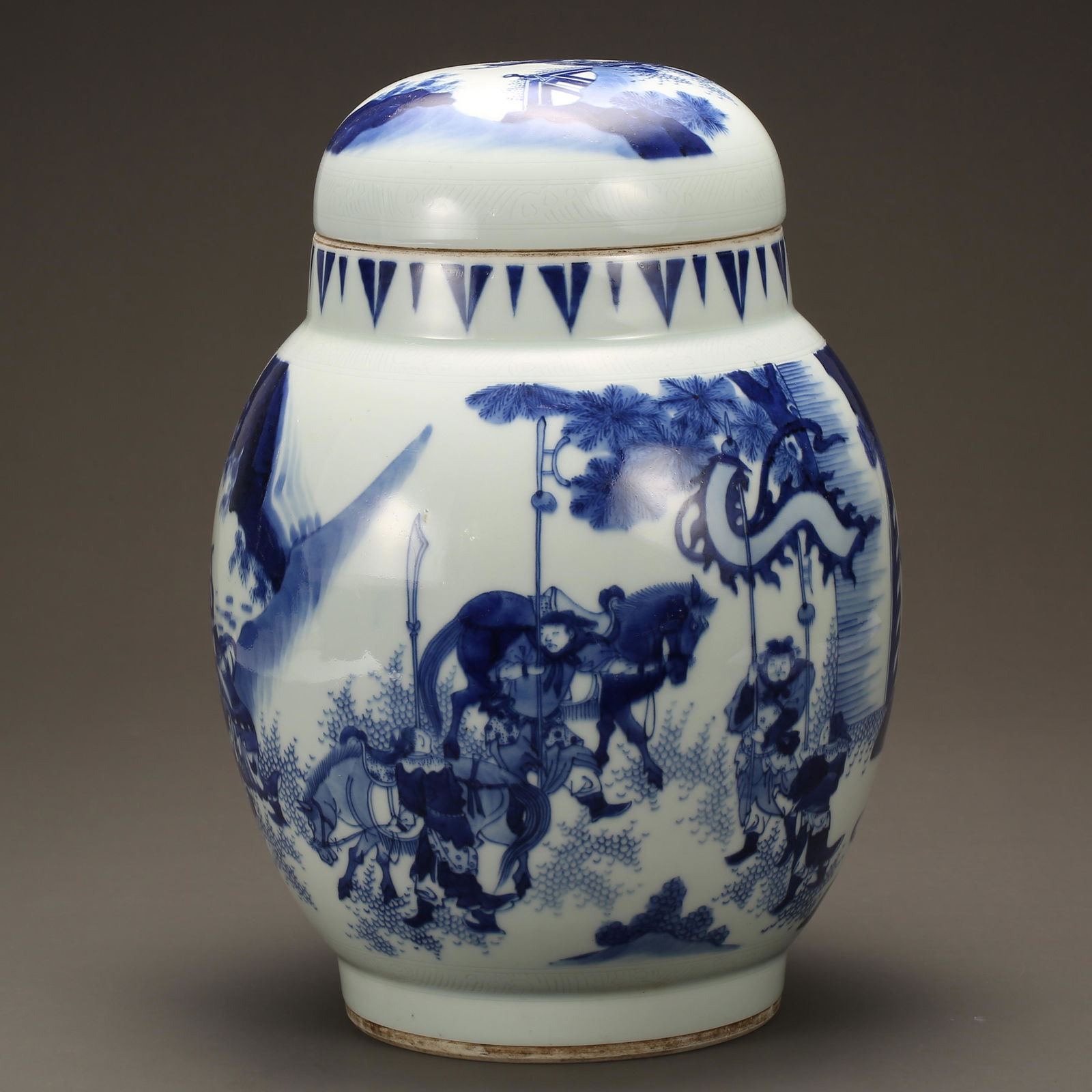 CHONGZHEN BLUE AND WHITE PORCELAIN FIGURE JAR, MING (1 of 11)