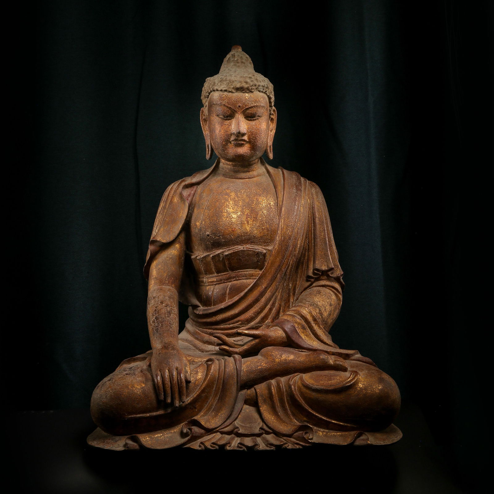 CHINESE SONG DYNASTY, WOOD CARVED BUDDHA SEATED STATUE (1 of 6)