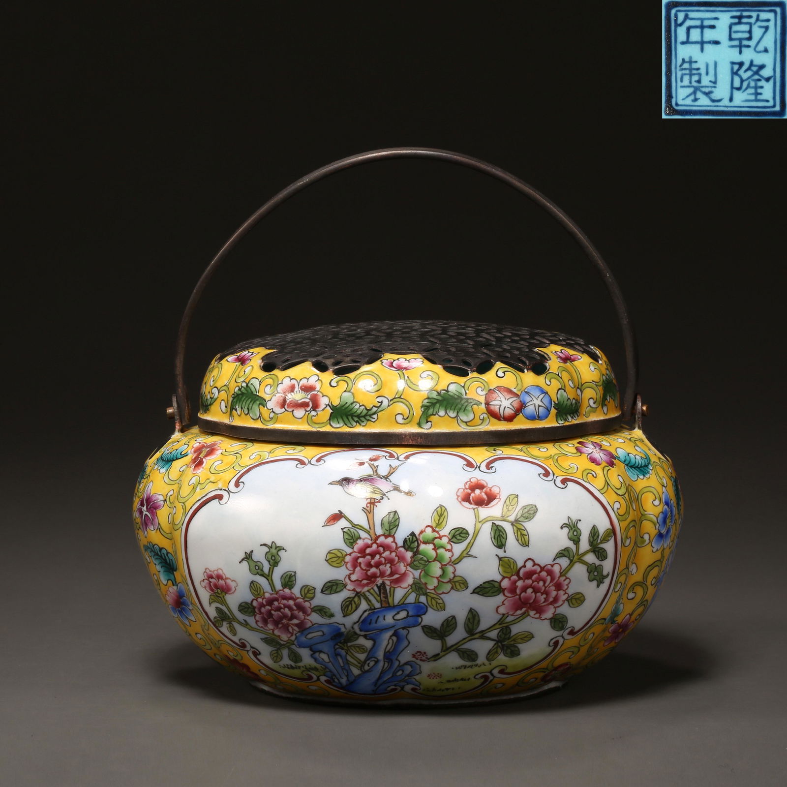 CHINESE PAINTED ENAMEL HAND HOLD WARM FURNACE, QING (1 of 12)