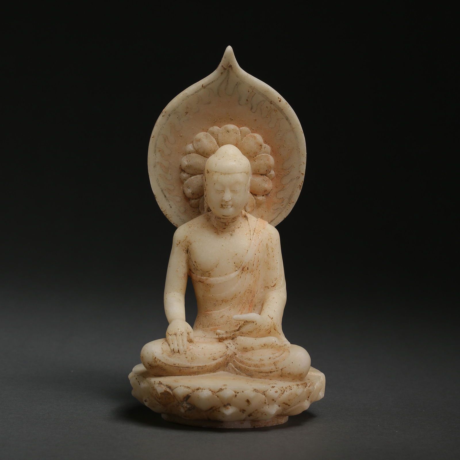 SEATED WHITE JADE BUDDHA, NORTHERN QI DYNASTY, CHINA (1 of 10)