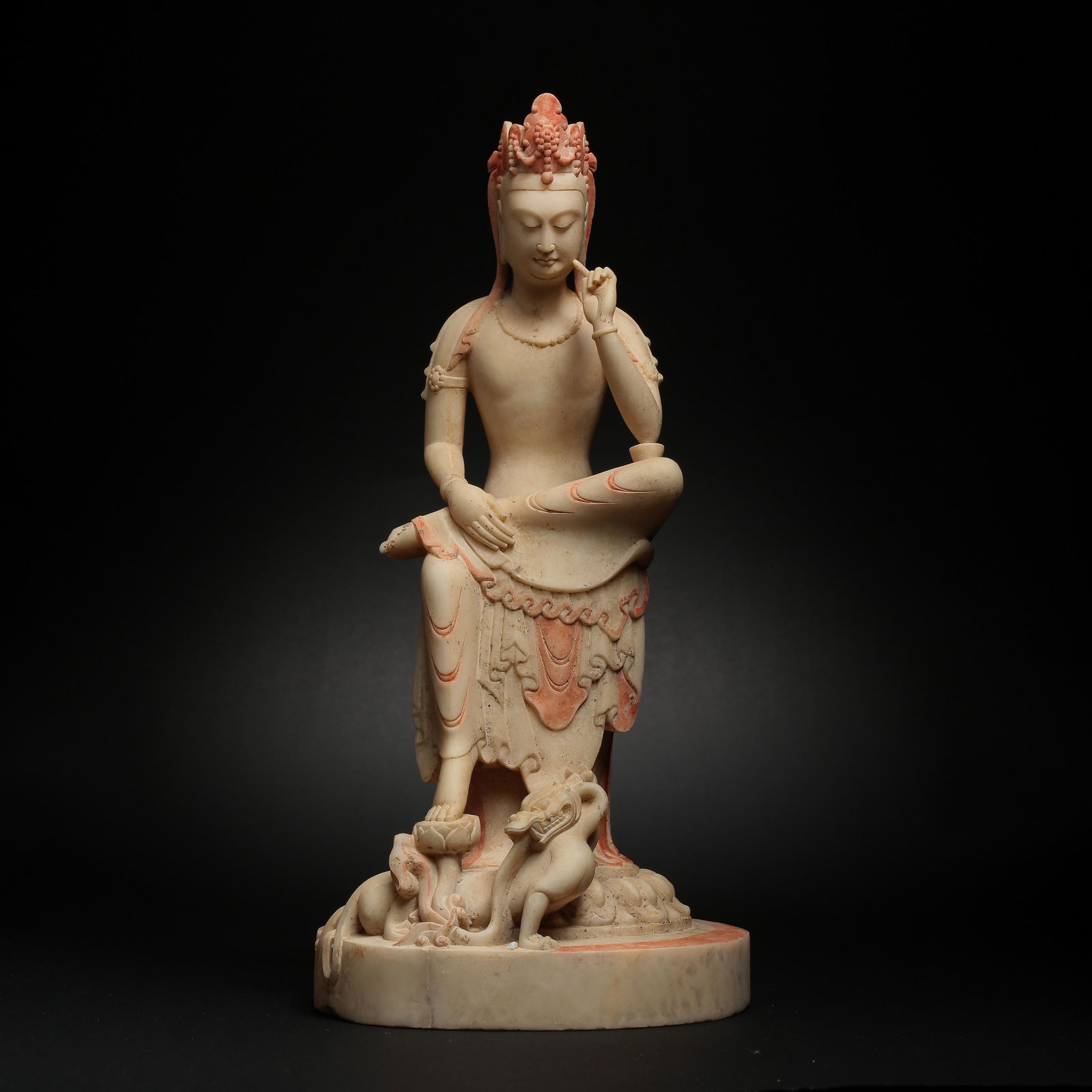 WHITE MARBLE CARVED SEATED BUDDHA, NORTHERN QI DYNASTY, (1 of 8)