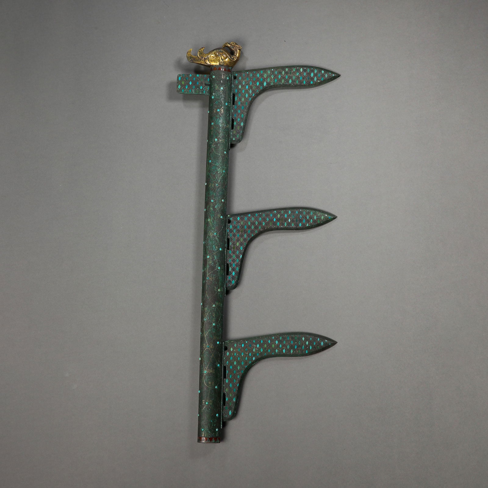 CHINESE GE INLAID WITH GOLD, SILVER AND TURQUOISES, (1 of 16)