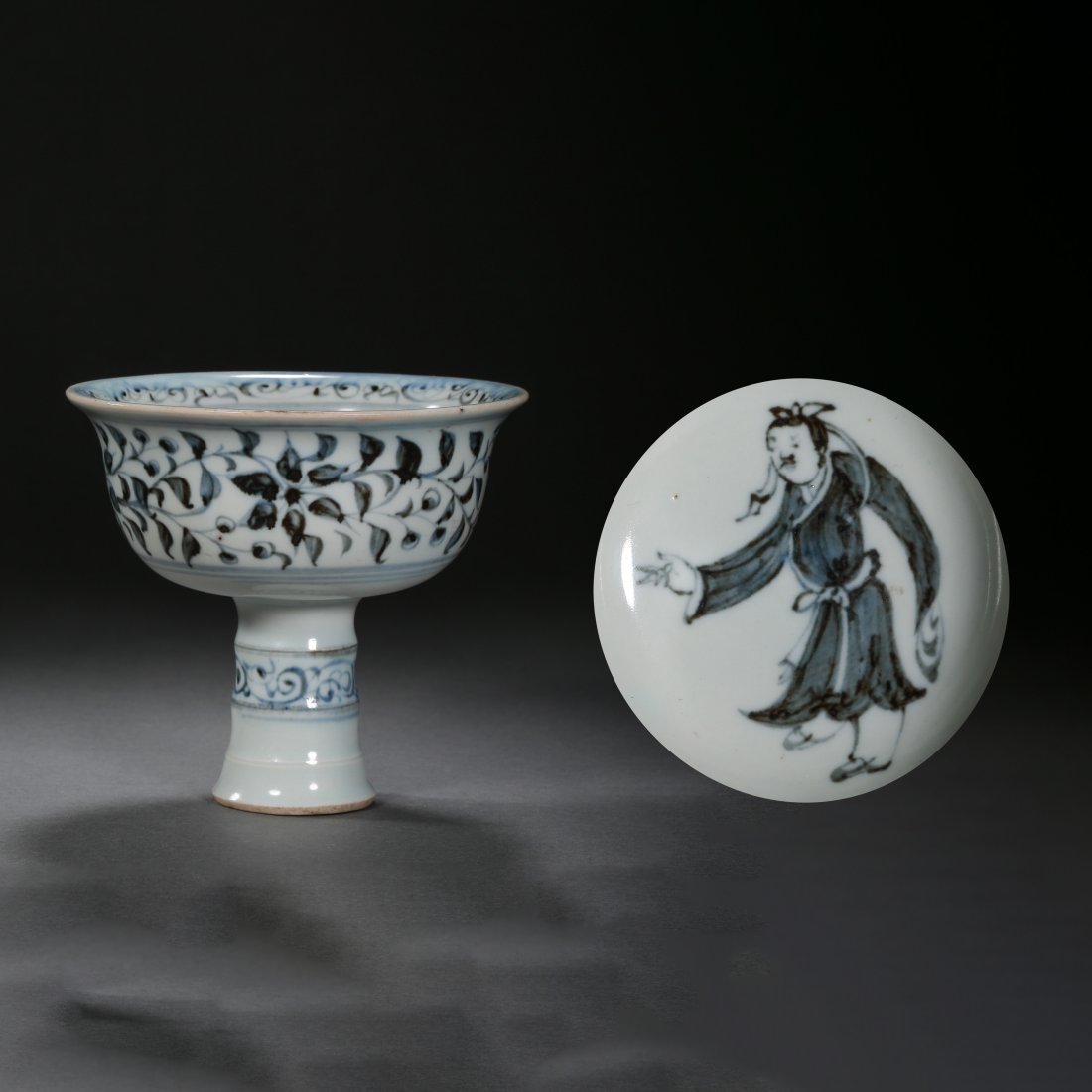 12TH CENTURY YUAN DYNASTY, CHINESE BLUE AND WHITE STEM (1 of 9)