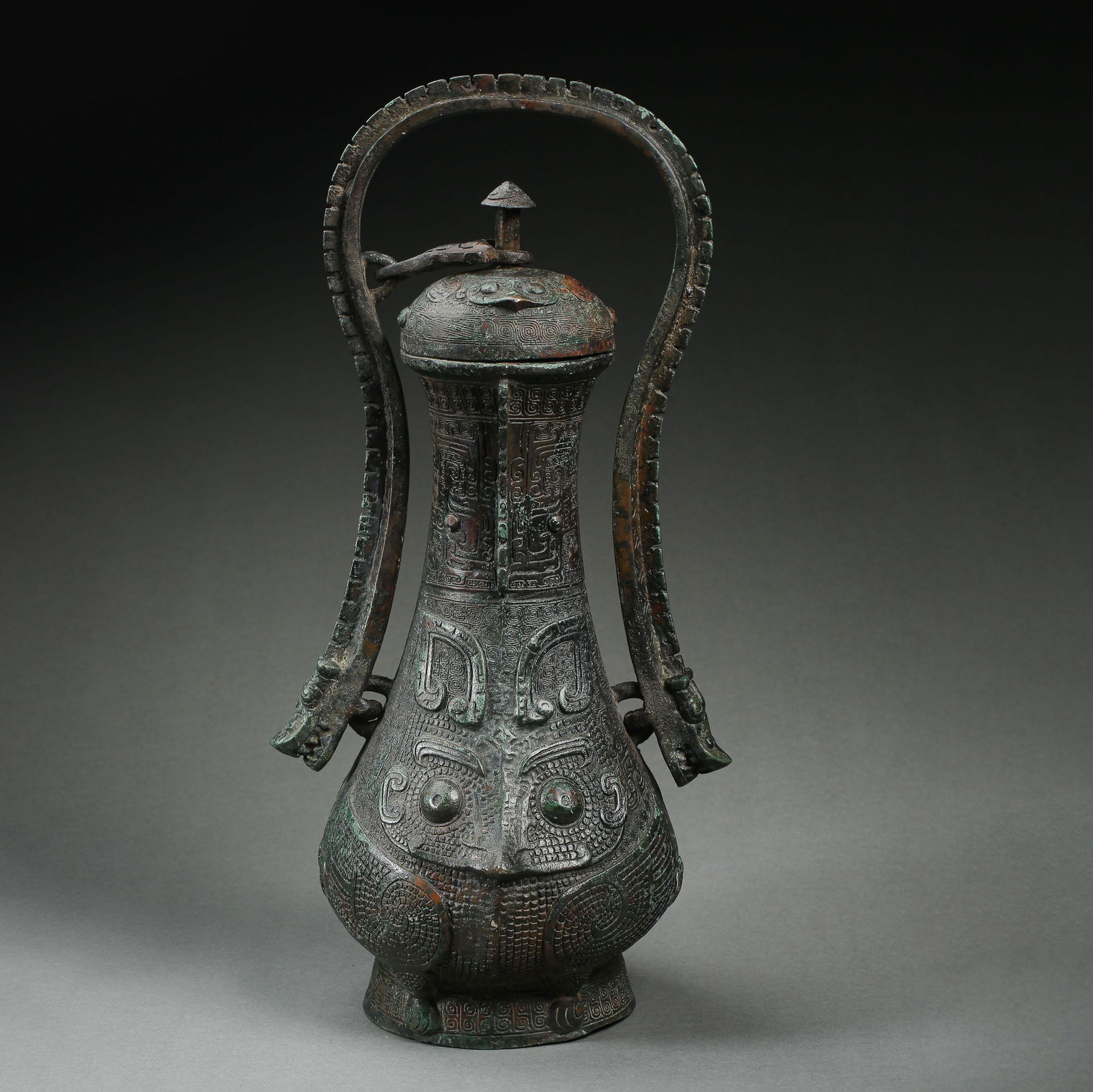 SHANG DYNASTY, CHINESE BRONZE HANDLE POT (1 of 10)