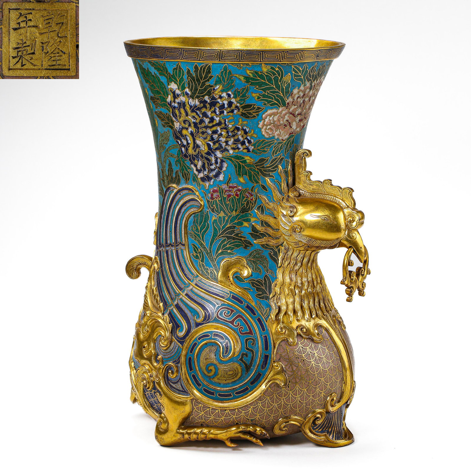 QIANLONG CLOISONNE ROOSTER SHAPED ZUN, QING DYNASTY, (1 of 12)