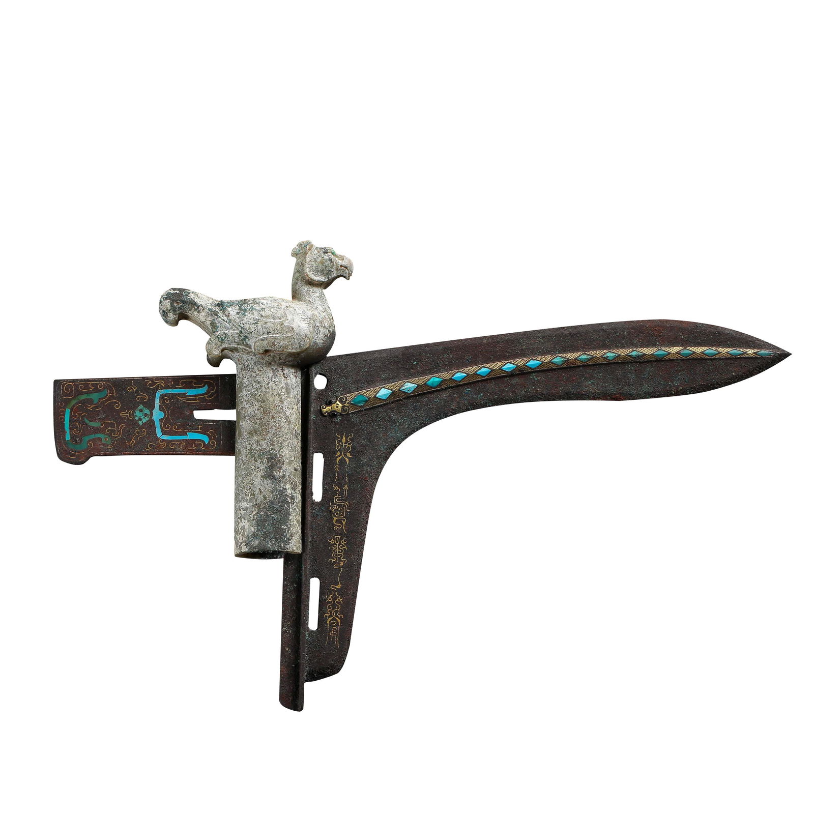 WARRING STATES PERIOD, CHINA, JADE GE INLAID WITH GOLD, (1 of 15)