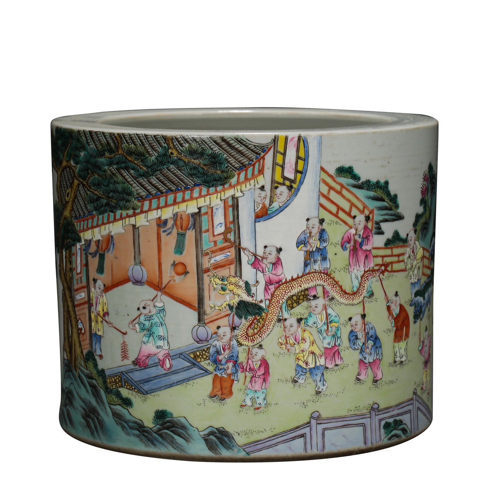 CHINESE LATE QING FAMILLE ROSE BRUSH HOLDER (1 of 11)
