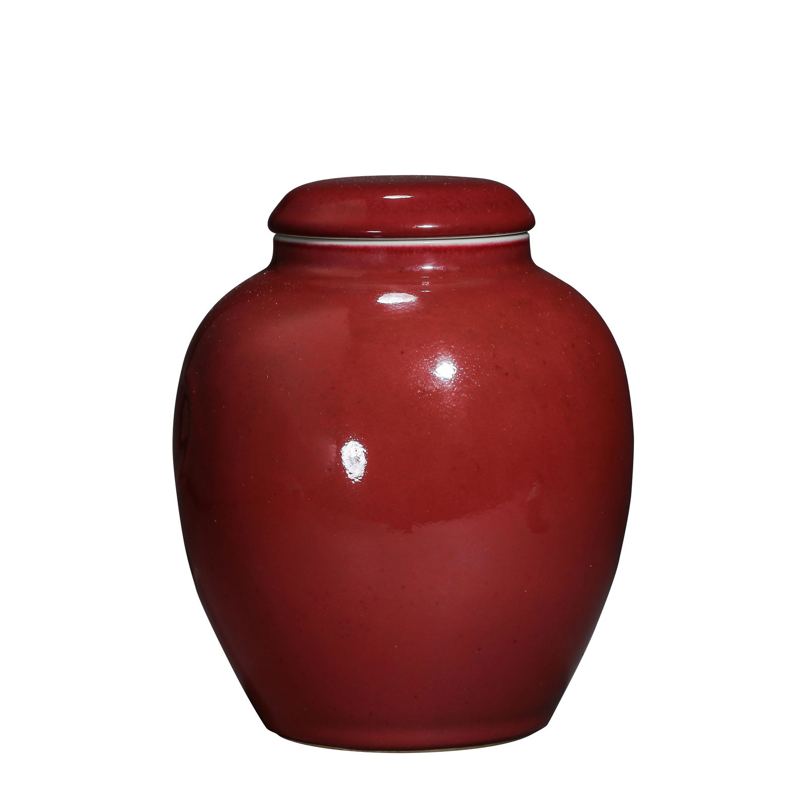 CHINESE QING DYNASTY RED GLAZED JAR (1 of 8)