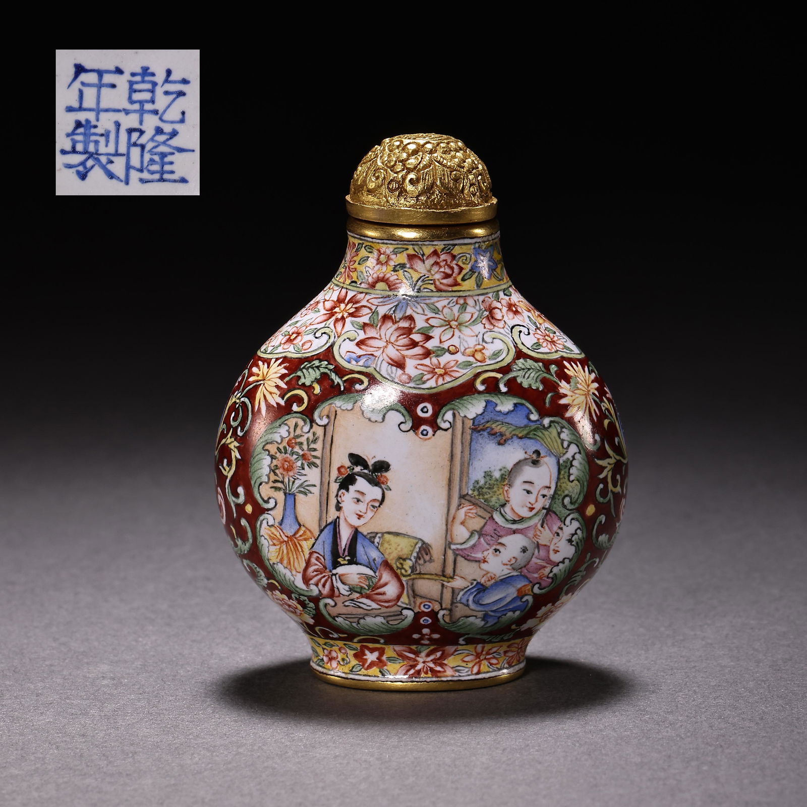 CHINESE QING DYNASTY QIANLONG BRONZE BODY PAINTING ENAMEL FIGURE SNUFF BOTTLE, 18TH CENTURY (1 of 9)