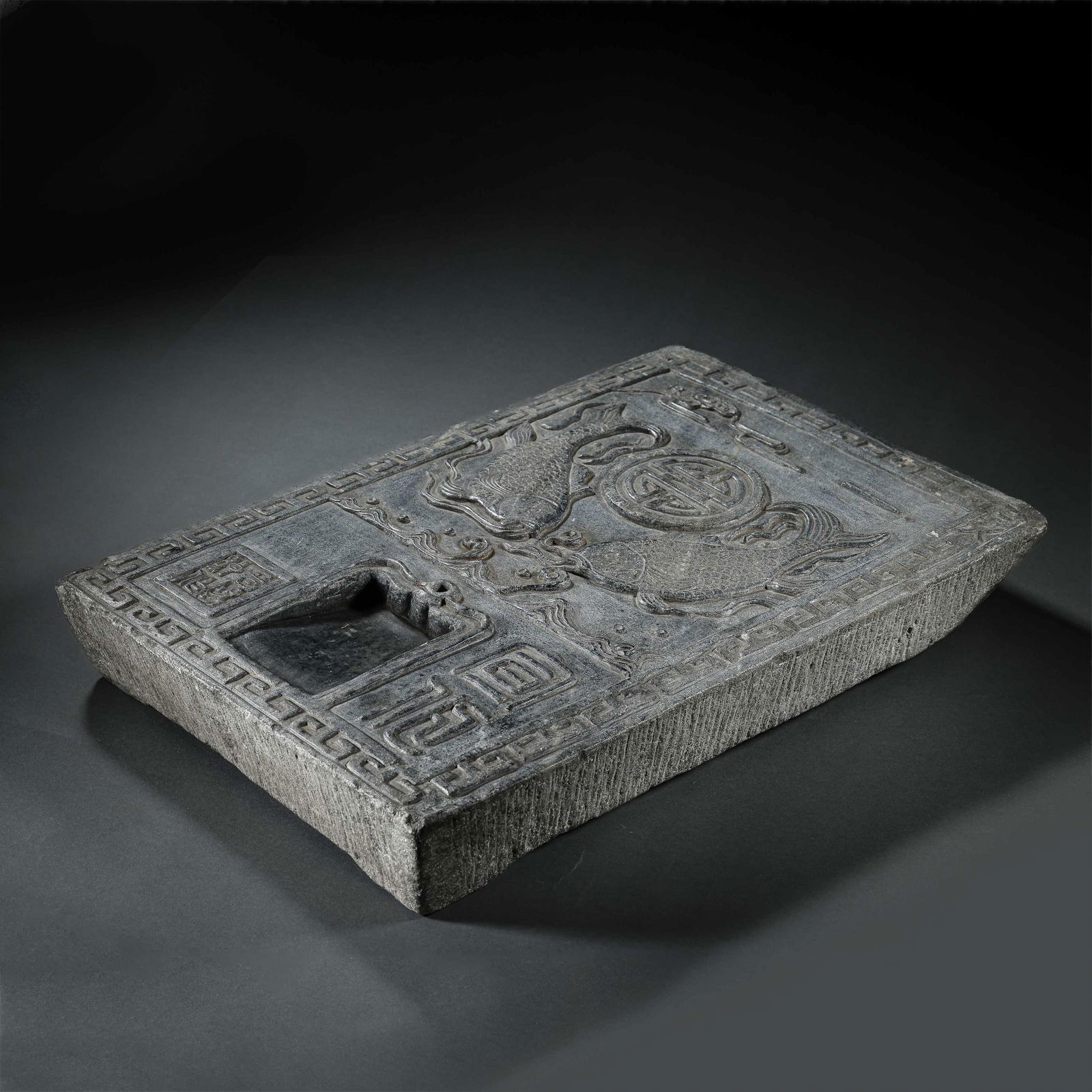 PRE-MING STONE INKSTONE WITH ANIMAL PATTERNS (1 of 9)