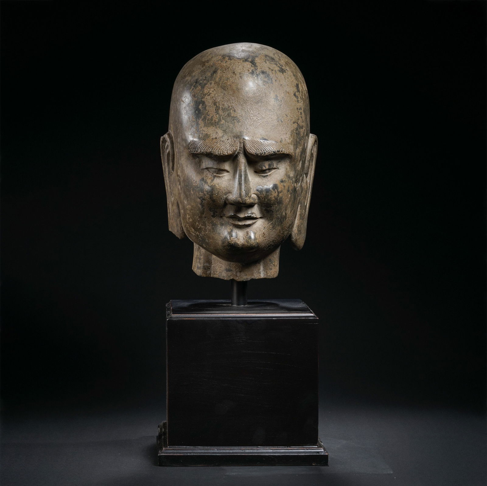 BEFORE THE MING DYNASTY, THE BLUESTONE ARHAT BUDDHA HEAD (1 of 8)