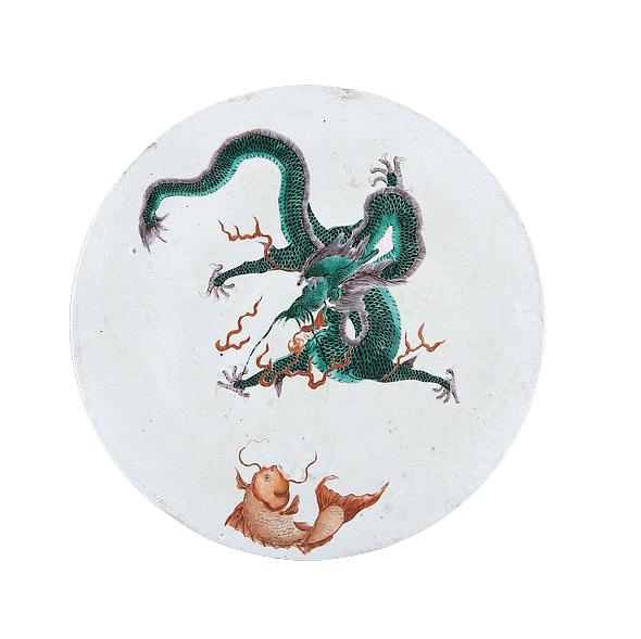 LATE QING DYNASTY PORCELAIN PLATE PAINTING WITH DRAGON PATTERN (1 of 4)