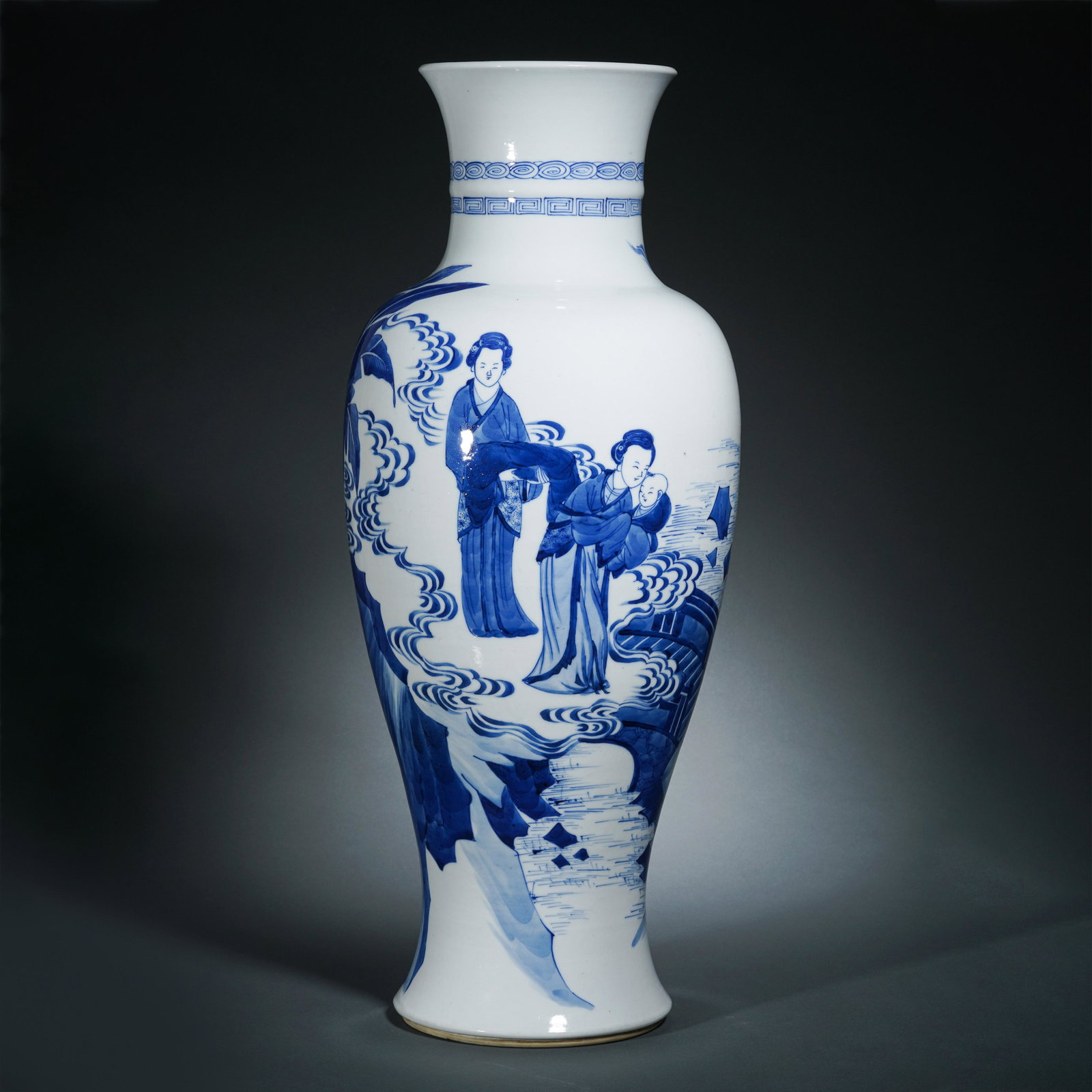 QING DYNASTY, KANGXI BLUE AND WHITE FIGURE VASE (1 of 7)