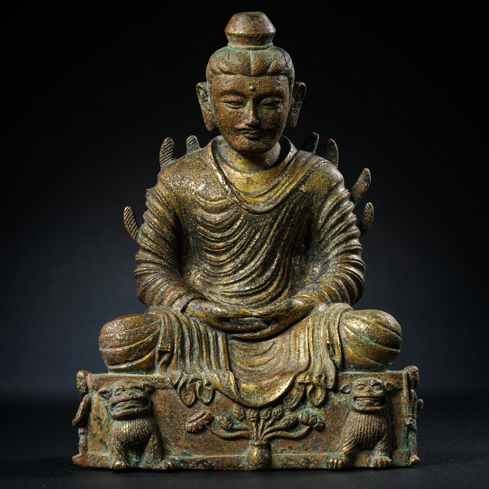 GILT BRONZE BUDDHA SITTING STATUE, BEFORE MING DYNASTY (1 of 8)