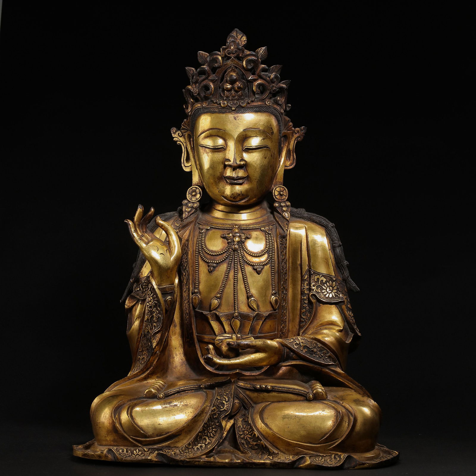 MING DYNASTY, GILT BRONZE SEATED BUDDHA (1 of 10)