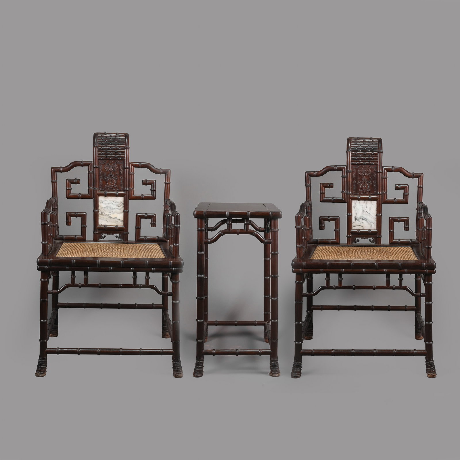 QING DYNASTY, A SET OF HUANGHUALI WOOD BAMBOO CHAIRS (1 of 12)