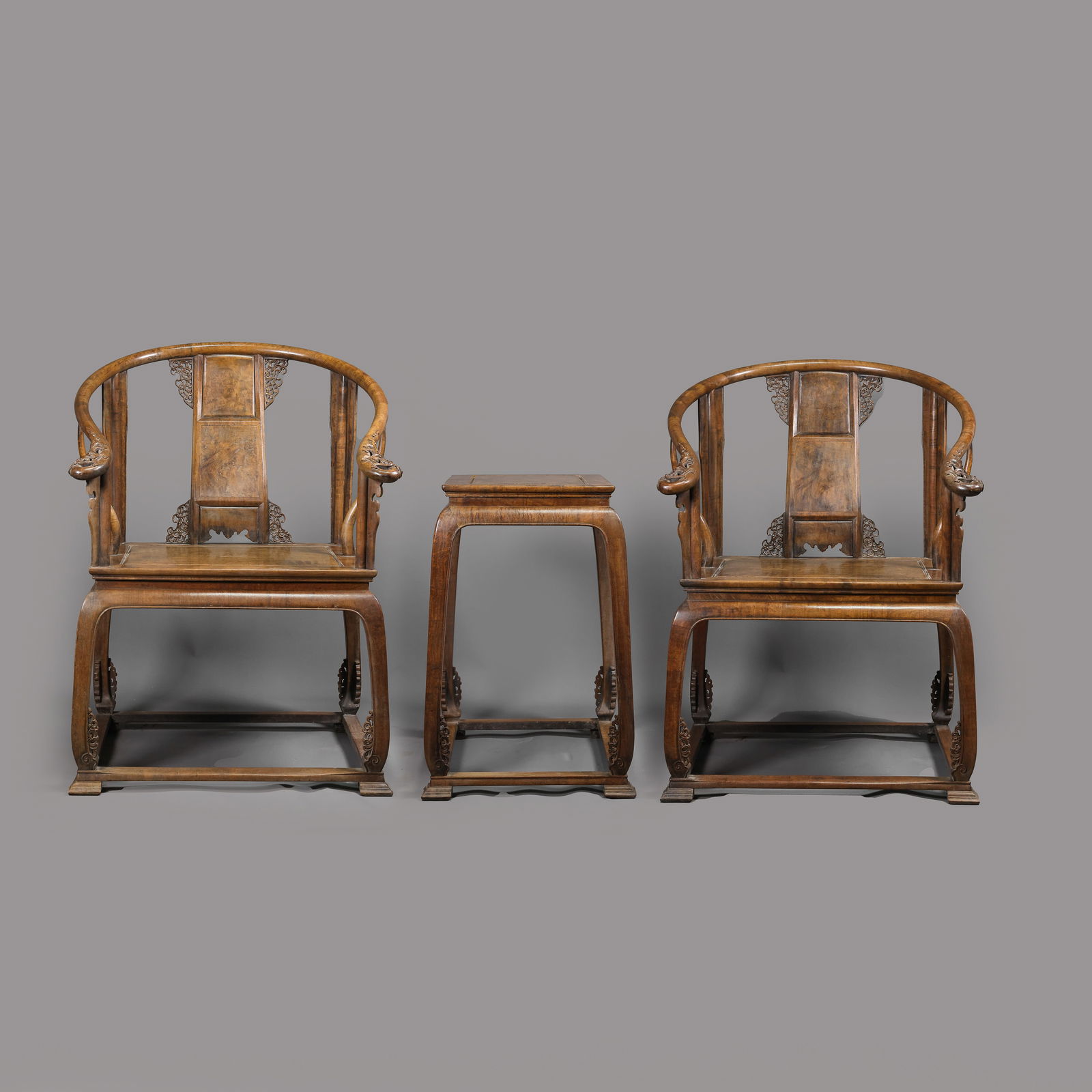 A GROUP OF CHINESE QING DYNASTY YELLOW ROSE WOOD CHAIRS (1 of 9)