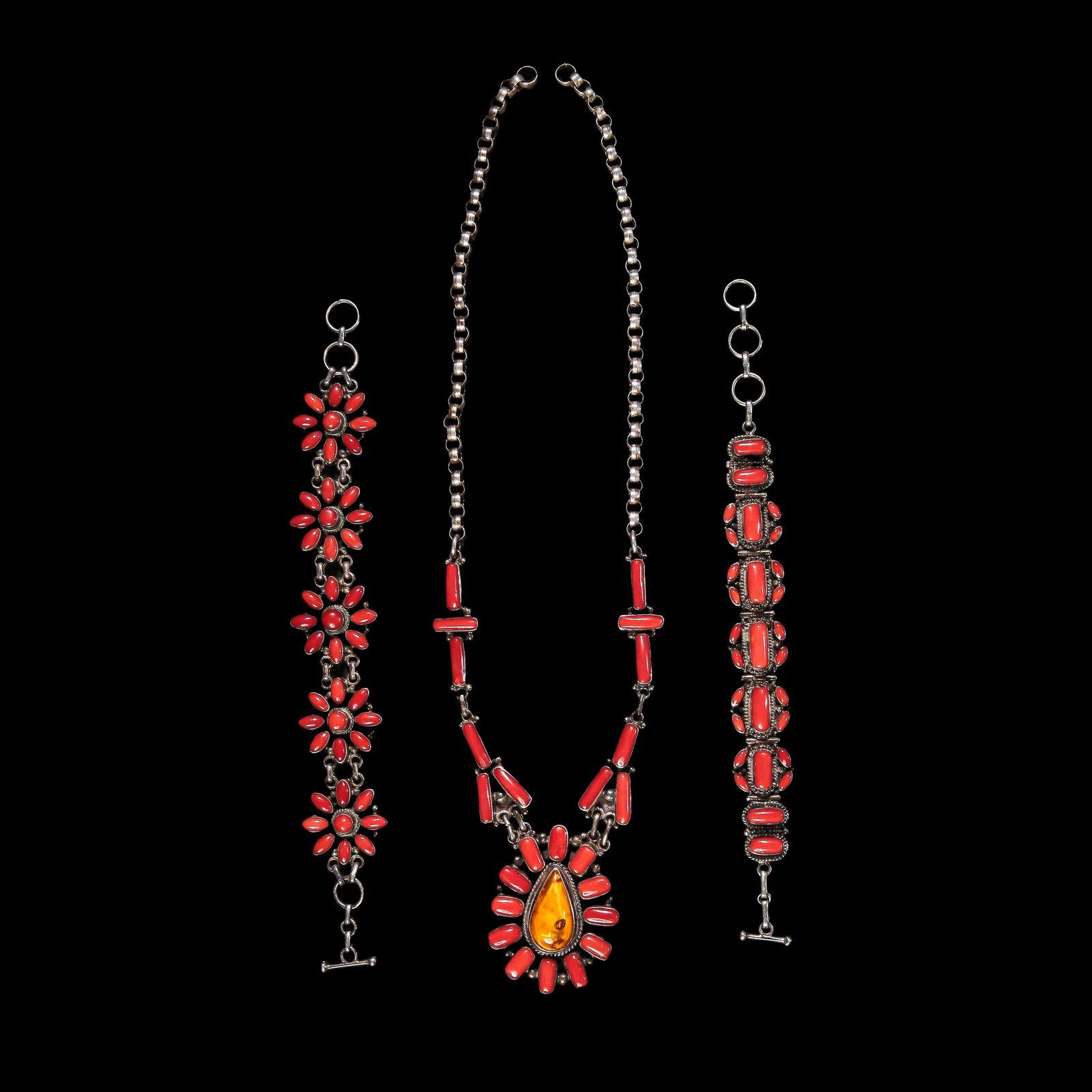 a group of Qing Dynasty coral collars (1 of 6)