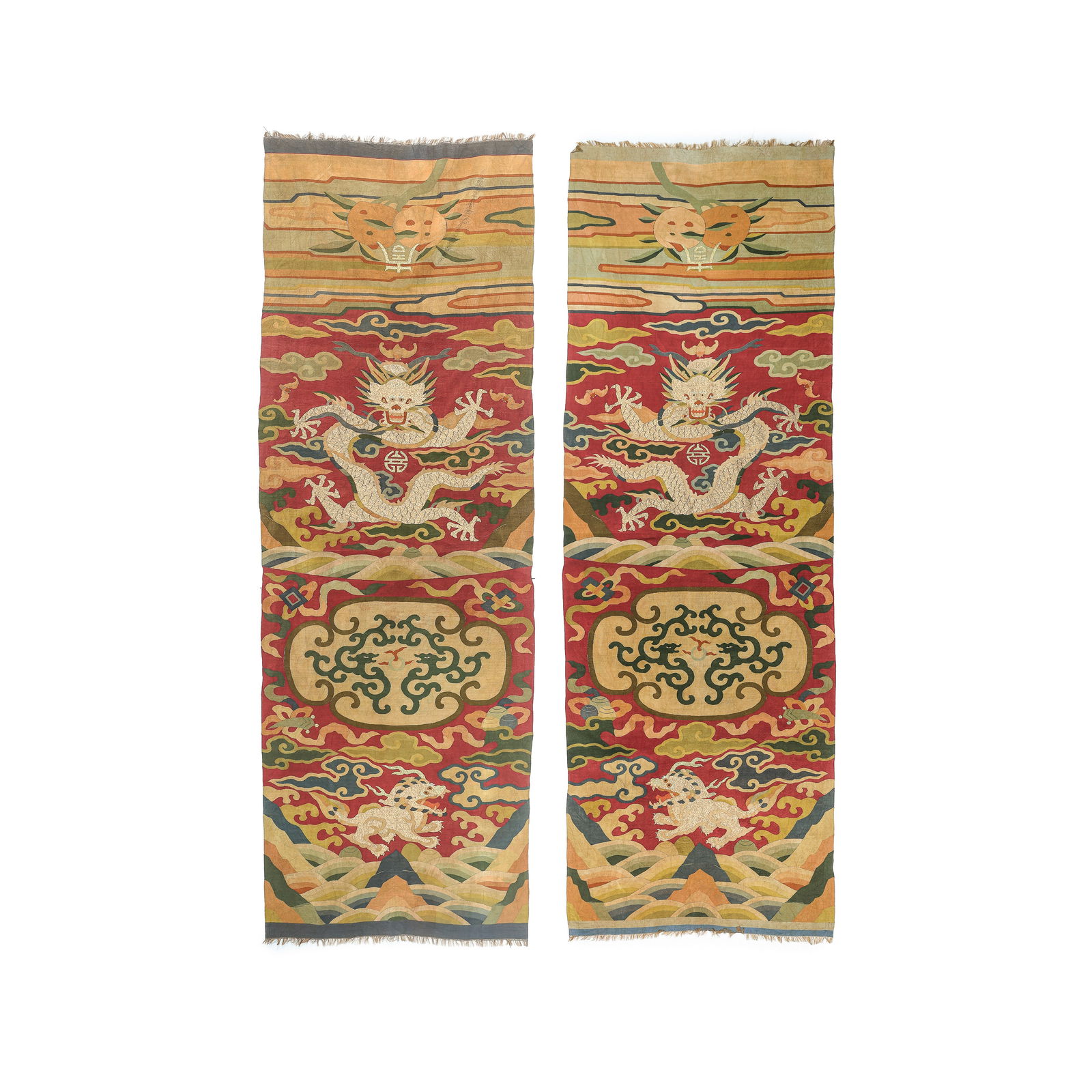 a pair of Qing dynasty dragon grain Kesi silk (1 of 7)
