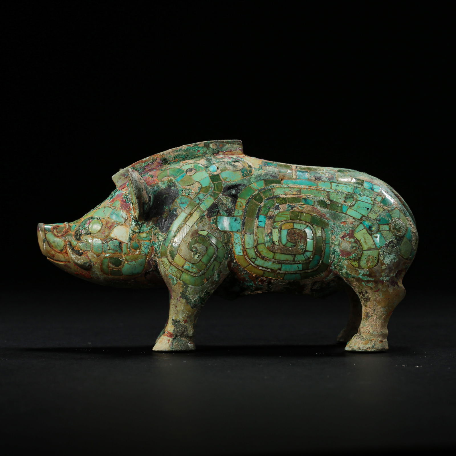 1st - 3rd century Han Dynasty copper inlaid pine stone pig (1 of 11)
