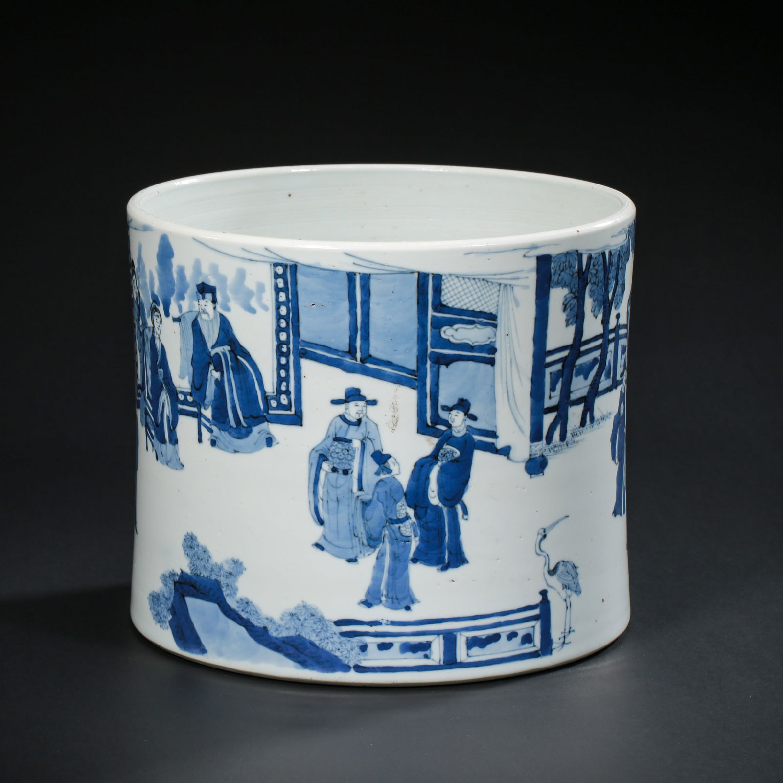 Qing dynasty blue and white character pen holder (1 of 8)