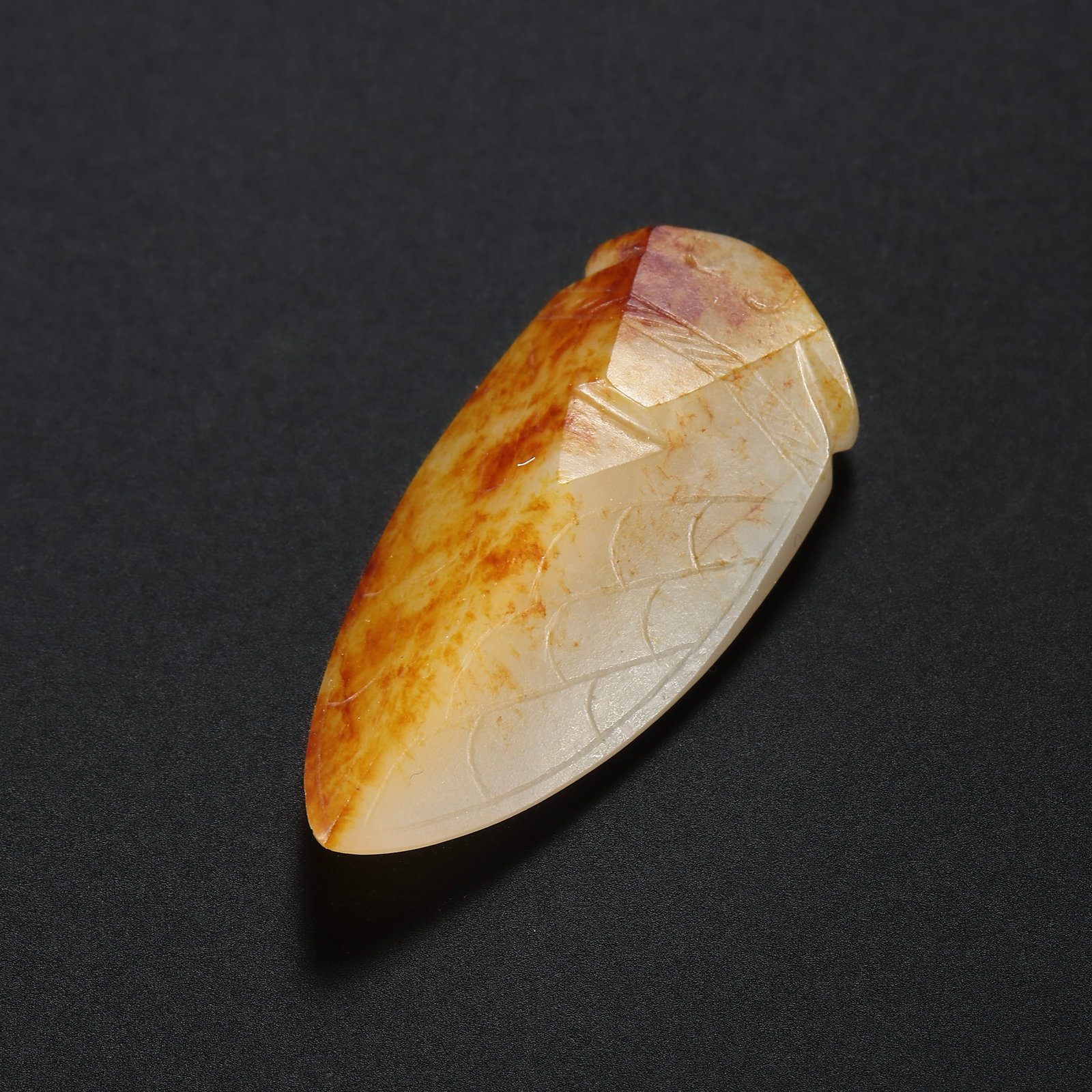 HOTAN ZILIAO JADE RED SKIN CICADA, HAN DYNASTY, 1ST TO 3RD CENTURIES (1 of 10)
