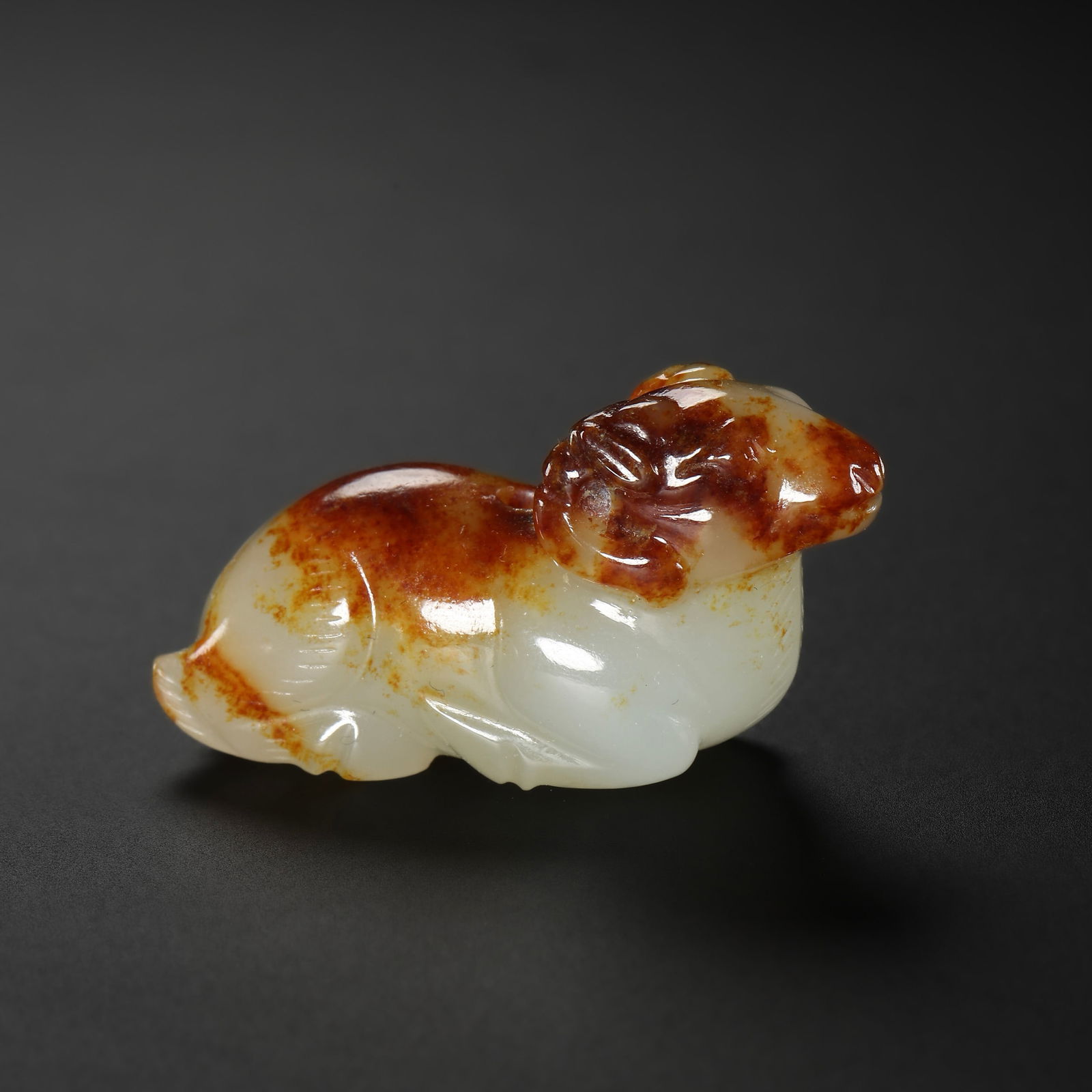 1ST CENTURY TO THE 3RD CENTURY HAN DYNASTY WHITE JADE RED QIN SLEEPING SHEEP (1 of 8)