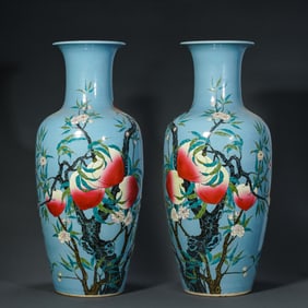 a pair of Qing dynasty peach grain bottles