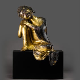 10th-13th century Song Dynasty gilt bronze sleeping Buddha