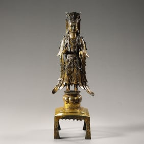 4th-6th century Northern Wei period gilt Bronzeen Buddha standing statue