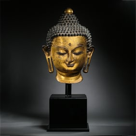 Ming dynasty gilt Bronze Buddha head