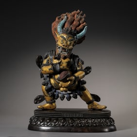 qing dynasty qianlong period bronze partial gilt Yong Wei Luo Vajra statue