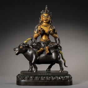 qing dynasty qianlong period bronze partial gilt black Fadi statue