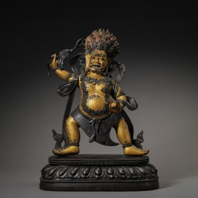 qing dynasty qianlong period bronze partial gilt white horse head king Kong statue