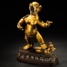 qing dynasty qianlong period bronze partial gilt Yu sky statue