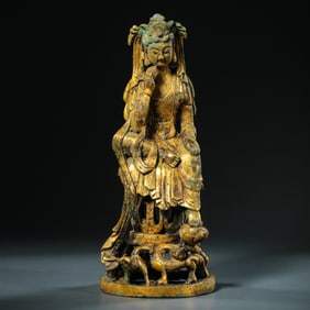 10th-13th century Song Dynasty gilt bronze water moon Guanyin