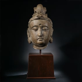 6th century Northern Qi period bluestone Buddha head