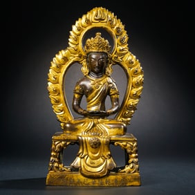 qing dynasty qianlong period gilt Bronze Buddha sitting statue