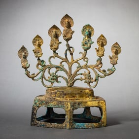 7th-10th century Tang Dynasty gilt bronze seven star Buddha