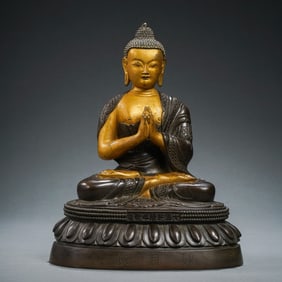 qing dynasty qianlong period bronze local gilt Buddha sitting statue