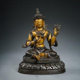 qing dynasty qianlong period bronze partial gilt diamond Buddha mother statue