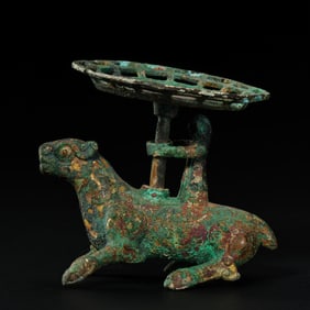 1st to 3rd century Han Dynasty gilt bronze beast lamp
