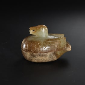 1st-3rd century bird shaped jade lid box, Han Dynasty