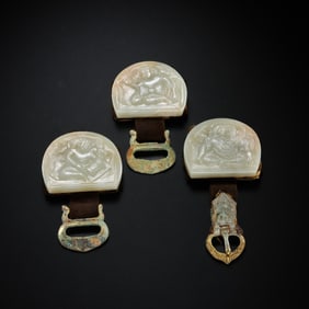 a group of 10-12 centuries Liao Dynasty Hotan jade belt accessories