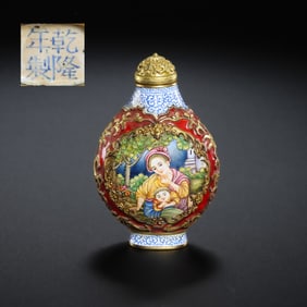 qing dynasty qianlong period copper painting enamel western character pattern snuff bottle